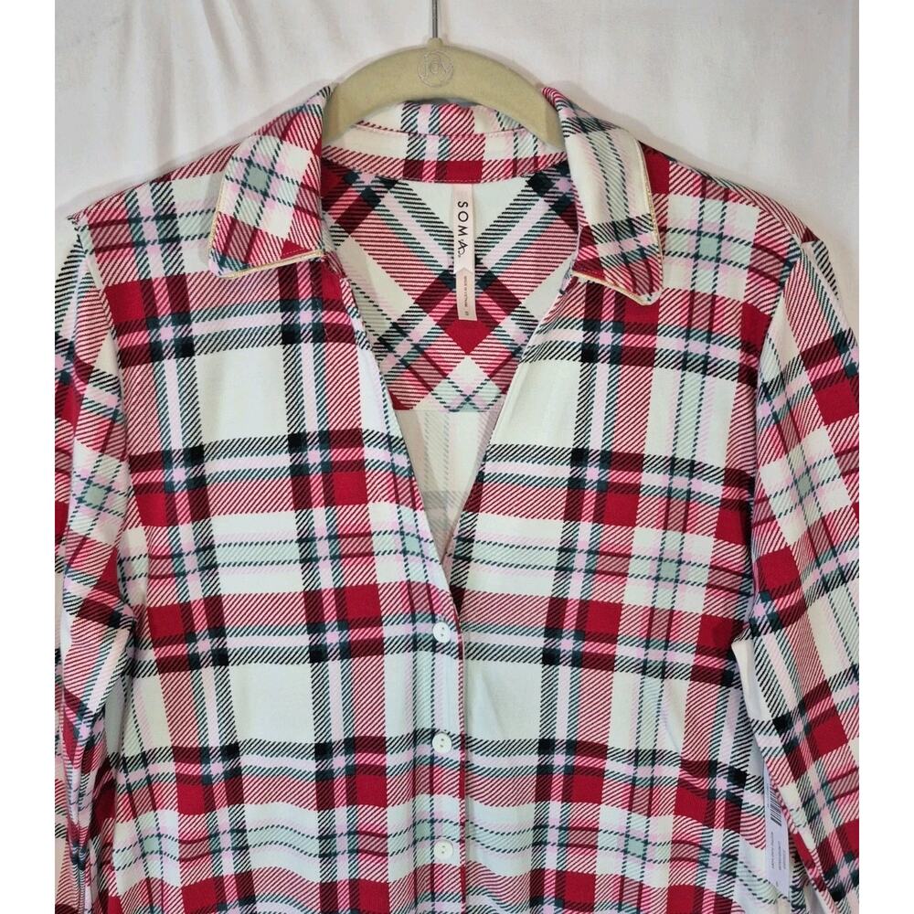 Soma Red Plaid Cotton Blend Pajama Set NWT Small Holiday - Picture 15 of 16